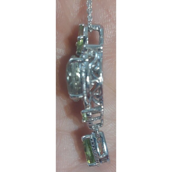 Genuine peridot Rutilated quartz sterling silver pendant STS - Picture 6 of 12